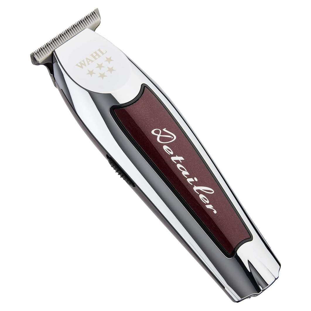 Wahl 5-Star Detailer corded trimmer with adjustable T-blade on a cream background